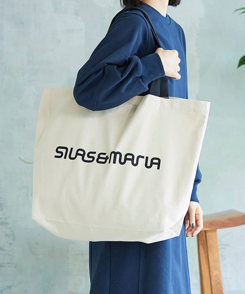 SILAS（サイラス）の「SILAS AND MARIA BIG TOTE BAG サイラス アンド マリア ビッグトートバッグ（トートバッグ・メンズ・ホワイト/ブラック・ONE SIZE）」の13枚目の写真