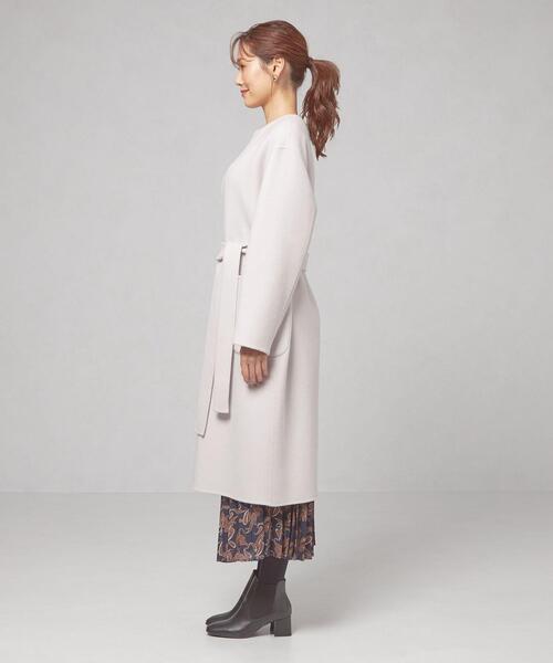 closet story（クローゼットストーリー）の「＜closet story（クローゼットストーリー）＞ミカエシ ノーカラー ガウンコート（ノーカラーコート・レディース・ライム/ネイビー/ライトグレー・FREE）」の5枚目の写真