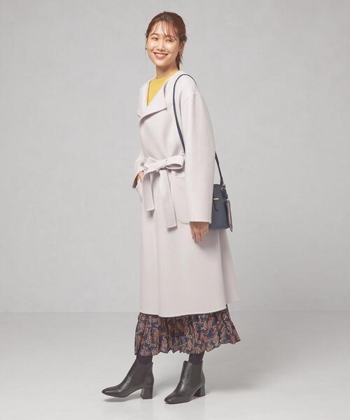 closet story（クローゼットストーリー）の「＜closet story（クローゼットストーリー）＞ミカエシ ノーカラー ガウンコート（ノーカラーコート・レディース・ライム/ネイビー/ライトグレー・FREE）」の11枚目の写真