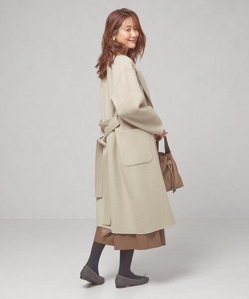 closet story（クローゼットストーリー）の「＜closet story（クローゼットストーリー）＞ミカエシ ノーカラー ガウンコート（ノーカラーコート・レディース・ライム/ネイビー/ライトグレー・FREE）」の14枚目の写真