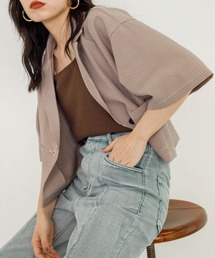 7分袖チェックジャケットシャツ