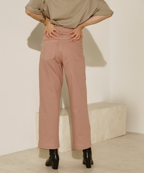 Bou Jeloud（ブージュルード）の「ストレートワイドストレッチコットンＰＴ（チノパンツ・レディース・ピンク/ブルー/カーキ・38）」の4枚目の写真