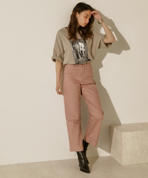 Bou Jeloud（ブージュルード）の「ストレートワイドストレッチコットンＰＴ（チノパンツ・レディース・ピンク/ブルー/カーキ・38）」の12枚目の写真