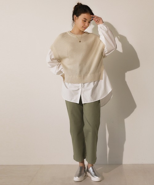 Bou Jeloud（ブージュルード）の「ストレートワイドストレッチコットンＰＴ（チノパンツ・レディース・ピンク/ブルー/カーキ・38）」の11枚目の写真