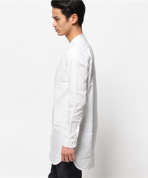 WEGO（ウィゴー）の「WEGO/バンドカラーロングシャツ（シャツ/ブラウス・メンズ・ホワイト/ネイビー・LARGE/MEDIUM）」の4枚目の写真