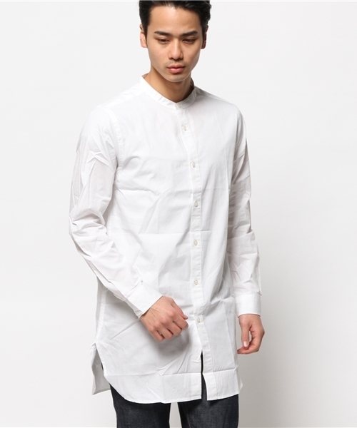 WEGO（ウィゴー）の「WEGO/バンドカラーロングシャツ（シャツ/ブラウス・メンズ・ホワイト/ネイビー・LARGE/MEDIUM）」の12枚目の写真