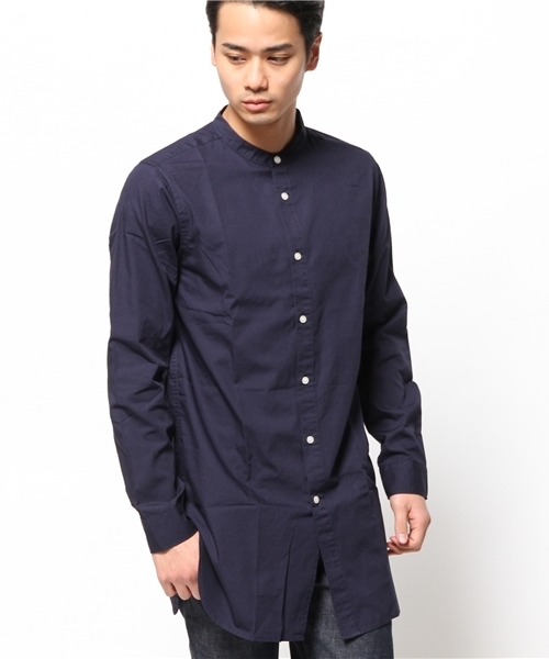 WEGO（ウィゴー）の「WEGO/バンドカラーロングシャツ（シャツ/ブラウス・メンズ・ホワイト/ネイビー・LARGE/MEDIUM）」の13枚目の写真