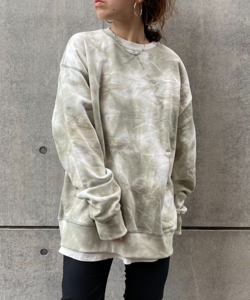 natto(ナット)の「【ユニセックスアイテム】tie dye pullover sweat / オーバーサイズタイダイ柄スウェット(スウェット・メンズ・カーキ・FREE)」の16枚目の写真