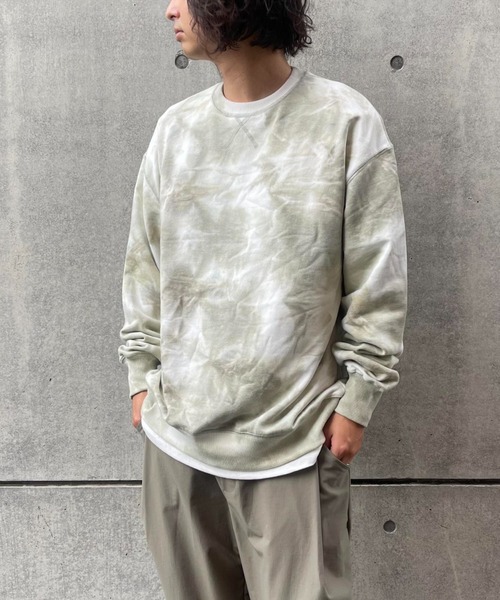 natto(ナット)の「【ユニセックスアイテム】tie dye pullover sweat / オーバーサイズタイダイ柄スウェット(スウェット・メンズ・カーキ・FREE)」の18枚目の写真