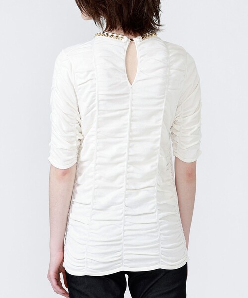 LOVELESS（ラブレス）の「チェーンネックハーフスリーブプルオーバー（ニット/セーター・レディース・オフホワイト/ブラック・34/36）」の8枚目の写真