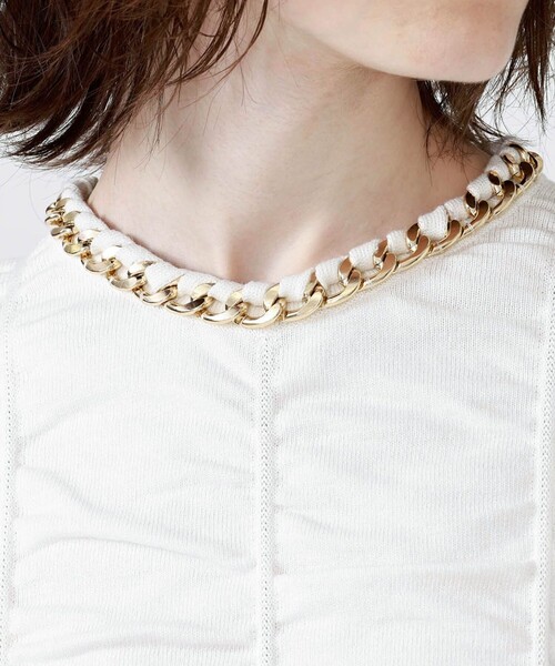 LOVELESS（ラブレス）の「チェーンネックハーフスリーブプルオーバー（ニット/セーター・レディース・オフホワイト/ブラック・34/36）」の13枚目の写真