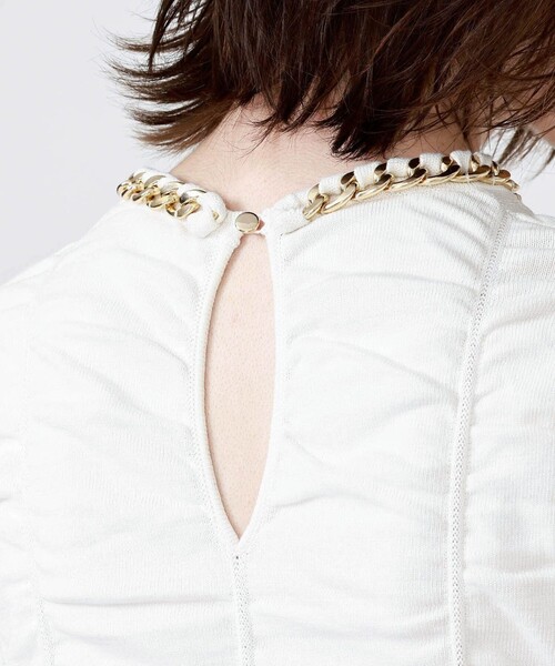 LOVELESS（ラブレス）の「チェーンネックハーフスリーブプルオーバー（ニット/セーター・レディース・オフホワイト/ブラック・34/36）」の11枚目の写真