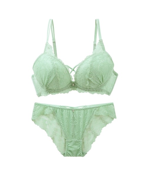 Mon cher pigeon*（モンシェルピジョン）の「【編み上げ風できゅっと谷間】ブラジャー＆ショーツ セット Trier bouquet/トリエブーケ A~F（ブラ&ショーツ・レディース・ミント/ブラック/テラコッタ/ピンクベージュ/パープル/イエロー系その他/ホワイト系その他/ネイビー/ブルーグレー/クリーム・A70M/B65M/C70M/D65M/D75M/F65M/F75L/A75M/B70M/C65M/D70M/E65M/E75L/B75M/E70M/A65M/C75M/F70M）」の16枚目の写真