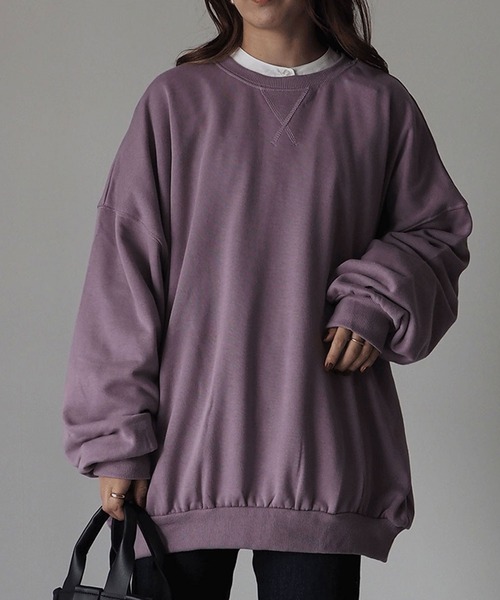 Riberry（リベリー）の「裏起毛ビッグスウェットプルオーバー（スウェット・レディース・アイボリー/スミクロ/ブラウン/モカ/ベージュ/ラベンダー/ライトグリーン・FREE）」の7枚目の写真