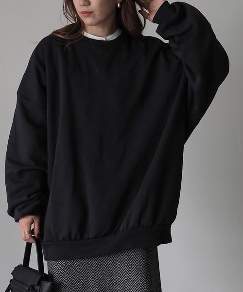 Riberry（リベリー）の「裏起毛ビッグスウェットプルオーバー（スウェット・レディース・アイボリー/スミクロ/ブラウン/モカ/ベージュ/ラベンダー/ライトグリーン・FREE）」の3枚目の写真