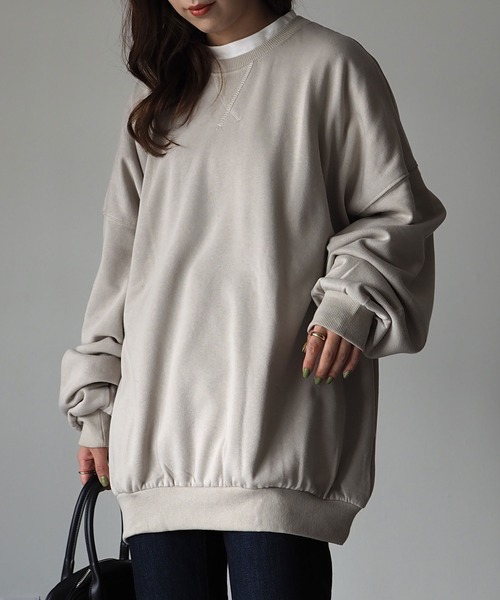 Riberry（リベリー）の「裏起毛ビッグスウェットプルオーバー（スウェット・レディース・アイボリー/スミクロ/ブラウン/モカ/ベージュ/ラベンダー/ライトグリーン・FREE）」の6枚目の写真