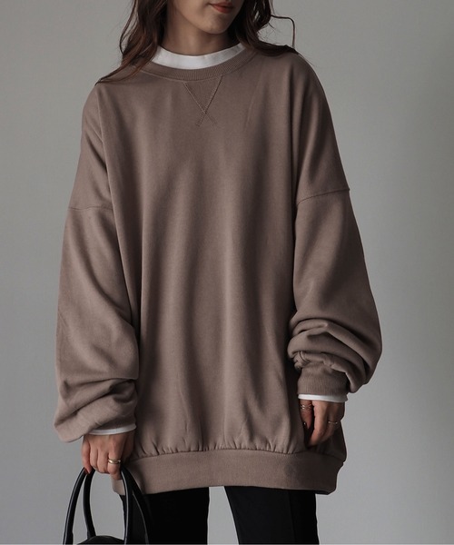 Riberry（リベリー）の「裏起毛ビッグスウェットプルオーバー（スウェット・レディース・アイボリー/スミクロ/ブラウン/モカ/ベージュ/ラベンダー/ライトグリーン・FREE）」の4枚目の写真