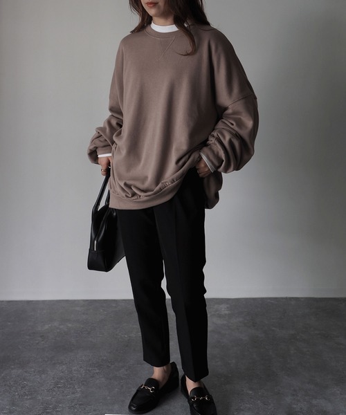 Riberry（リベリー）の「裏起毛ビッグスウェットプルオーバー（スウェット・レディース・アイボリー/スミクロ/ブラウン/モカ/ベージュ/ラベンダー/ライトグリーン・FREE）」の10枚目の写真