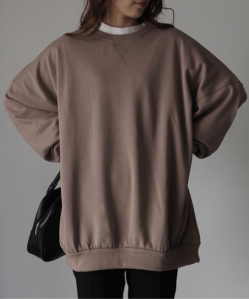 Riberry（リベリー）の「裏起毛ビッグスウェットプルオーバー（スウェット・レディース・アイボリー/スミクロ/ブラウン/モカ/ベージュ/ラベンダー/ライトグリーン・FREE）」の21枚目の写真