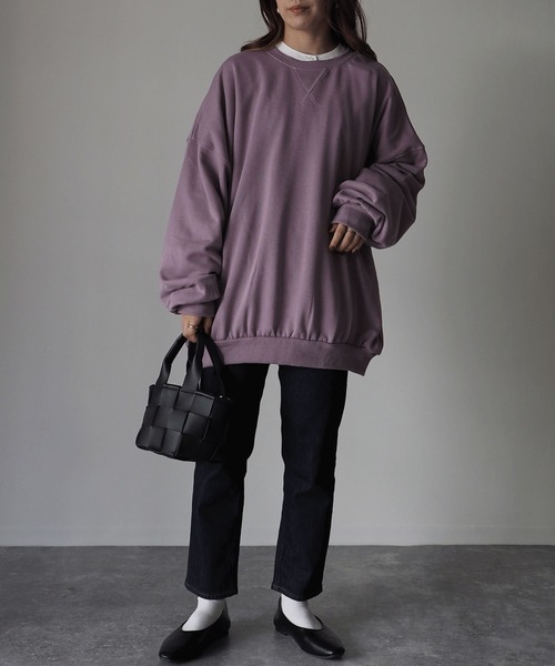 Riberry（リベリー）の「裏起毛ビッグスウェットプルオーバー（スウェット・レディース・アイボリー/スミクロ/ブラウン/モカ/ベージュ/ラベンダー/ライトグリーン・FREE）」の22枚目の写真