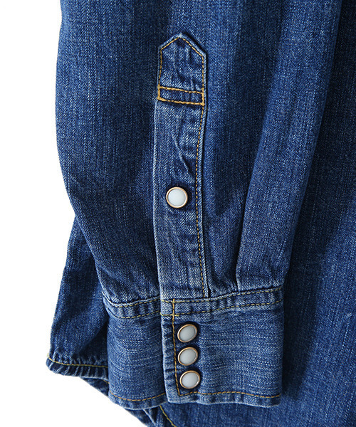 REMI RELIEF NAVY LABEL（レミレリーフネイビーレーベル）の「REMI RELIEF NAVY LABEL / レミレリーフ ネイビーレーベル：デニムシャツ：RN22293232AK[STD]（シャツ/ブラウス・メンズ・ブルー/ブルー系その他・L/M/XL/S）」の9枚目の写真