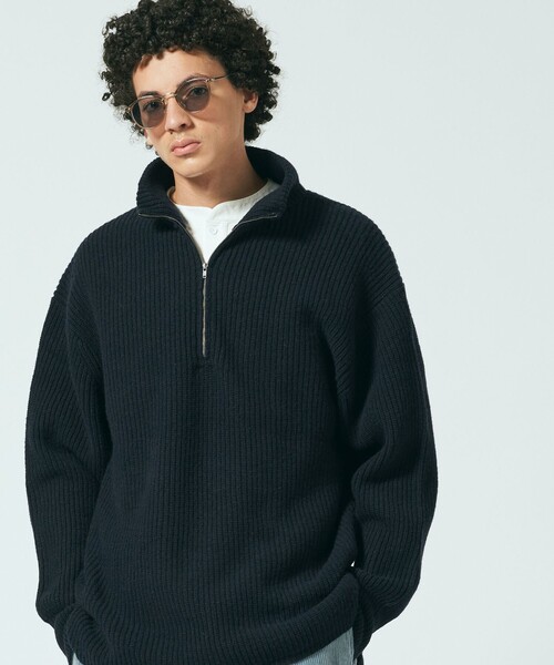 J.PRESS YORK STREET(ジェイプレスヨークストリート)の「【UNISEX】WINTERハーフZIP ニット(ニット/セーター・メンズ・グレー系/グリーン系/ネイビー系/黄土色系・SMALL/MEDIUM/LARGE)」の2枚目の写真