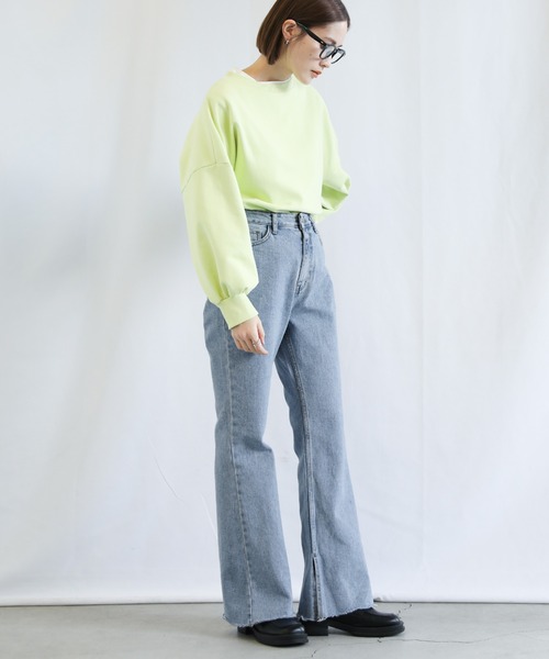 select MOCA（セレクトモカ）の「カットオフフレアデニムパンツ（デニムパンツ・レディース・インディゴブルー/ライトインディゴブルー・SMALL/MEDIUM/X-SMALL）」の19枚目の写真