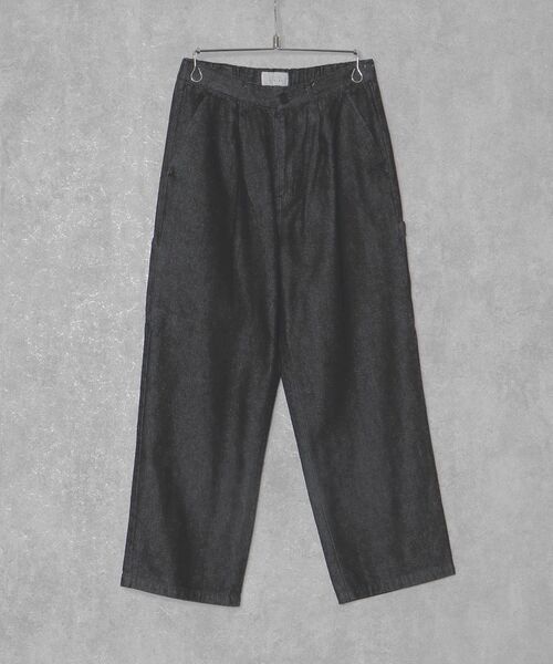 TIMELY WARNING(タイムリーワーニング)の「Timely Warning / デニム×ツイル ワイド ペインター タックパンツ(その他パンツ・メンズ・ブラック/キナリ/A/ブルー・MEDIUM/LARGE)」の1枚目の写真