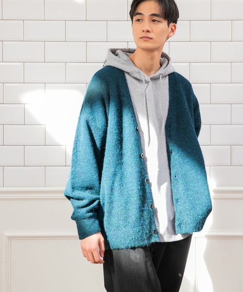 niko and...（ニコアンド）の「シャギーVネックカーディガン（カーディガン/ボレロ・メンズ・ベージュ/ブラウン/イエロー/ブラック/オレンジ/ブルー/ダークブラウン・MEDIUM/LARGE）」の5枚目の写真