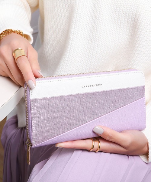 MERCURYDUO（マーキュリーデュオ）の「【MERCURYDUO/マーキュリーデュオ】ダイアナ　トリコカラーRFロングウォレット（財布・レディース・ライトブルー/アイボリー/ミント/ラベンダー/グレイッシュベージュ/ピンク/グリーン・FREE）」の6枚目の写真