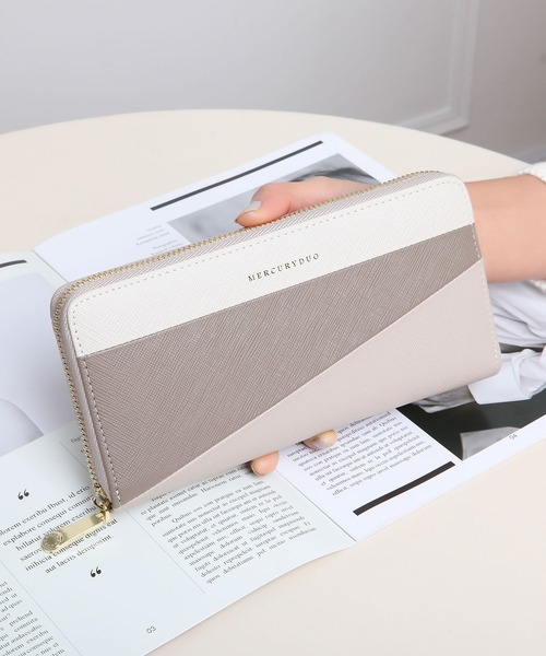 MERCURYDUO（マーキュリーデュオ）の「【MERCURYDUO/マーキュリーデュオ】ダイアナ　トリコカラーRFロングウォレット（財布・レディース・ライトブルー/アイボリー/ミント/ラベンダー/グレイッシュベージュ/ピンク/グリーン・FREE）」の3枚目の写真
