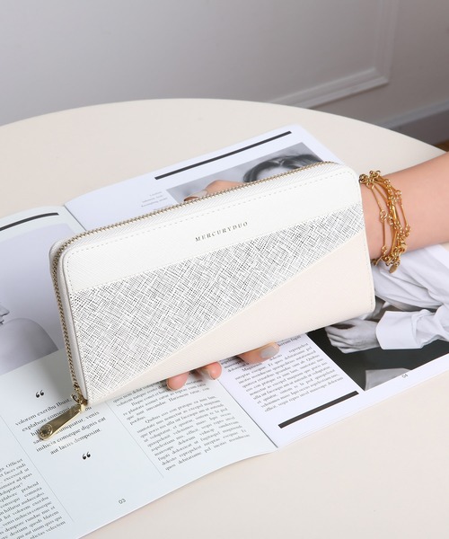 MERCURYDUO（マーキュリーデュオ）の「【MERCURYDUO/マーキュリーデュオ】ダイアナ　トリコカラーRFロングウォレット（財布・レディース・ライトブルー/アイボリー/ミント/ラベンダー/グレイッシュベージュ/ピンク/グリーン・FREE）」の2枚目の写真