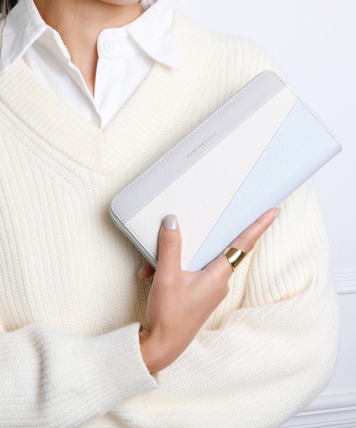 MERCURYDUO（マーキュリーデュオ）の「【MERCURYDUO/マーキュリーデュオ】ダイアナ　トリコカラーRFロングウォレット（財布・レディース・ライトブルー/アイボリー/ミント/ラベンダー/グレイッシュベージュ/ピンク/グリーン・FREE）」の5枚目の写真