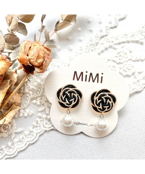 tone（トーン）の「【MiMi】水引とコットンパールのピアス(MA)（ピアス（両耳用）・レディース・ピンク/ブラック/イエロー/ベージュ/レッド・FREE）」の11枚目の写真