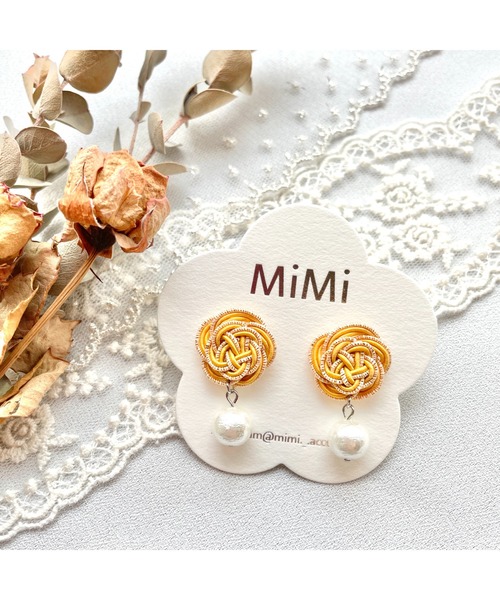tone（トーン）の「【MiMi】水引とコットンパールのピアス(MA)（ピアス（両耳用）・レディース・ピンク/ブラック/イエロー/ベージュ/レッド・FREE）」の12枚目の写真