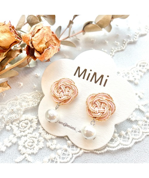 tone（トーン）の「【MiMi】水引とコットンパールのピアス(MA)（ピアス（両耳用）・レディース・ピンク/ブラック/イエロー/ベージュ/レッド・FREE）」の10枚目の写真