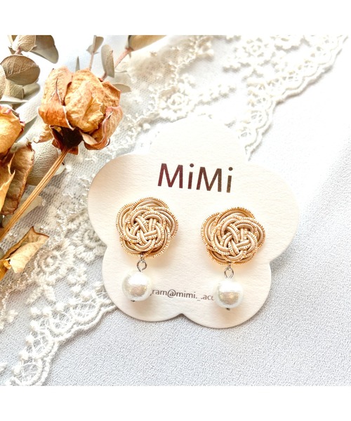 tone（トーン）の「【MiMi】水引とコットンパールのピアス(MA)（ピアス（両耳用）・レディース・ピンク/ブラック/イエロー/ベージュ/レッド・FREE）」の13枚目の写真