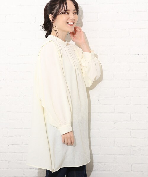 Cutie Blonde（キューティーブロンド）の「◆【S-L】2WAYバンドカラーワンピース（チュニック・レディース・ブラック/オフホワイト/アイボリー系6・02/03/01）」の18枚目の写真