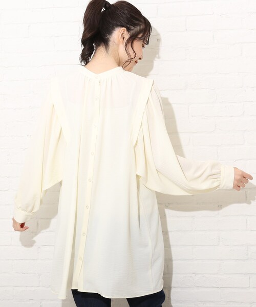 Cutie Blonde（キューティーブロンド）の「◆【S-L】2WAYバンドカラーワンピース（チュニック・レディース・ブラック/オフホワイト/アイボリー系6・02/03/01）」の19枚目の写真