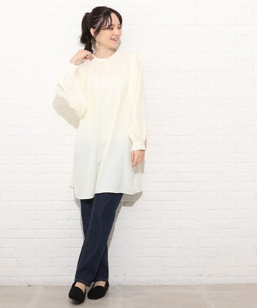 Cutie Blonde（キューティーブロンド）の「◆【S-L】2WAYバンドカラーワンピース（チュニック・レディース・ブラック/オフホワイト/アイボリー系6・02/03/01）」の20枚目の写真