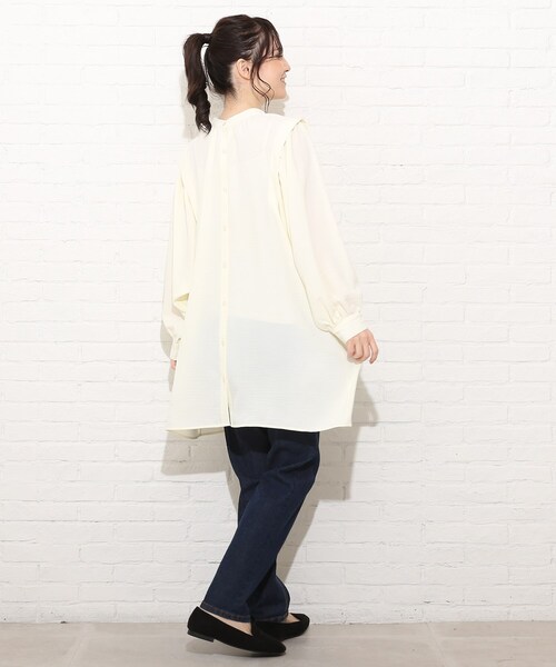 Cutie Blonde（キューティーブロンド）の「◆【S-L】2WAYバンドカラーワンピース（チュニック・レディース・ブラック/オフホワイト/アイボリー系6・02/03/01）」の21枚目の写真