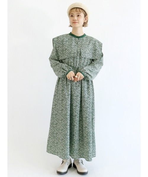 ehka sopo（エヘカソポ）の「付け衿花柄ワンピース（ワンピース・レディース・ブラック/オフホワイト/グリーン・ﾌﾘ-）」の3枚目の写真