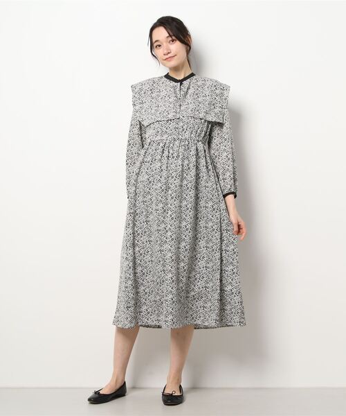 ehka sopo（エヘカソポ）の「付け衿花柄ワンピース（ワンピース・レディース・ブラック/オフホワイト/グリーン・ﾌﾘ-）」の8枚目の写真