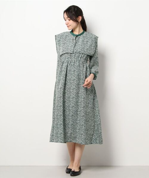 ehka sopo（エヘカソポ）の「付け衿花柄ワンピース（ワンピース・レディース・ブラック/オフホワイト/グリーン・ﾌﾘ-）」の7枚目の写真