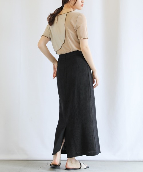 select MOCA（セレクトモカ）の「バイカラーメロートップス（Tシャツ/カットソー・レディース・ブラック/ベージュ/グレイッシュベージュ・FREE）」の15枚目の写真