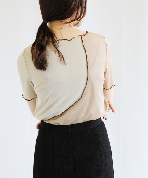 select MOCA（セレクトモカ）の「バイカラーメロートップス（Tシャツ/カットソー・レディース・ブラック/ベージュ/グレイッシュベージュ・FREE）」の16枚目の写真