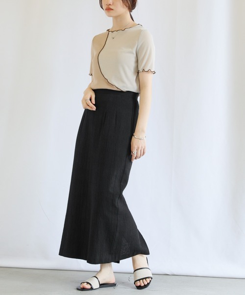 select MOCA（セレクトモカ）の「バイカラーメロートップス（Tシャツ/カットソー・レディース・ブラック/ベージュ/グレイッシュベージュ・FREE）」の5枚目の写真