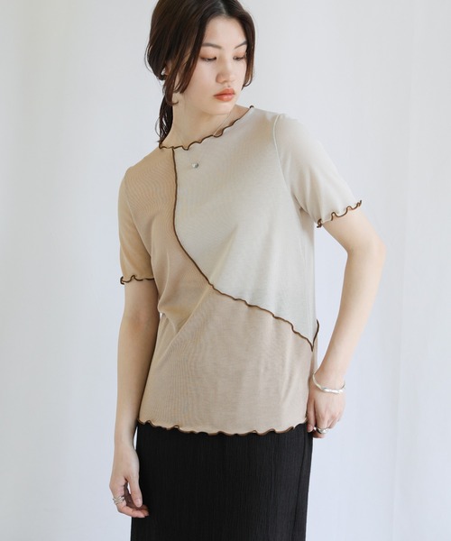 トップス　モカ select MOCA（セレクトモカ）の「バイカラーメロートップス（T