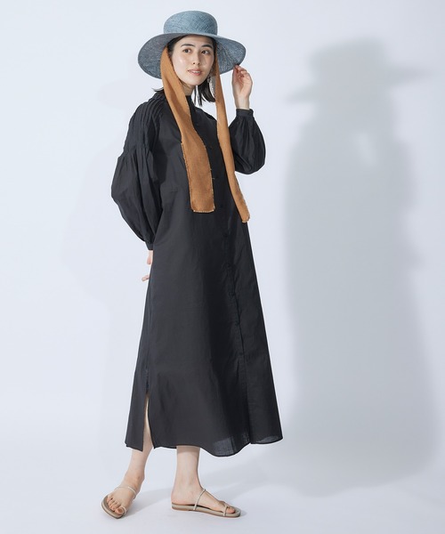 ROPE'（ロペ）の「【秋にも使える】コットン2WAYボリュームワンピース【WEB/アウトレット店舗限定】（ワンピース・レディース・ブラック/ピンク・38/36）」の2枚目の写真