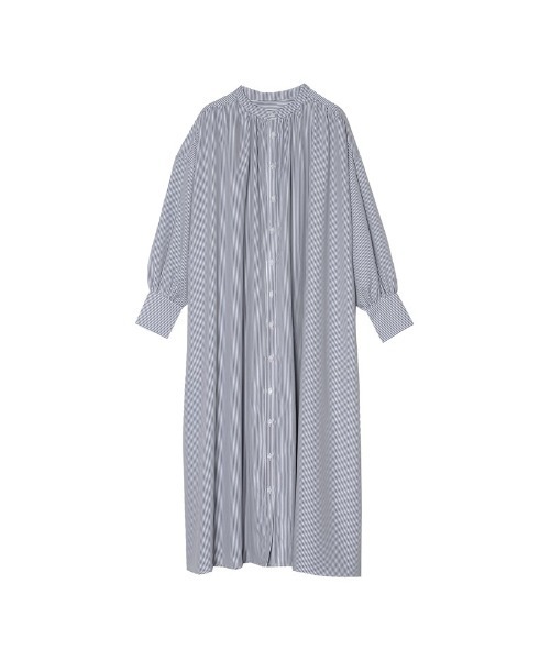 Re:EDIT(リエディ)の「先染めストライプギャザーワンピース(シャツワンピース・レディース・レッド/グリーン/ネイビー/ライトブルー・MEDIUM)」の15枚目の写真